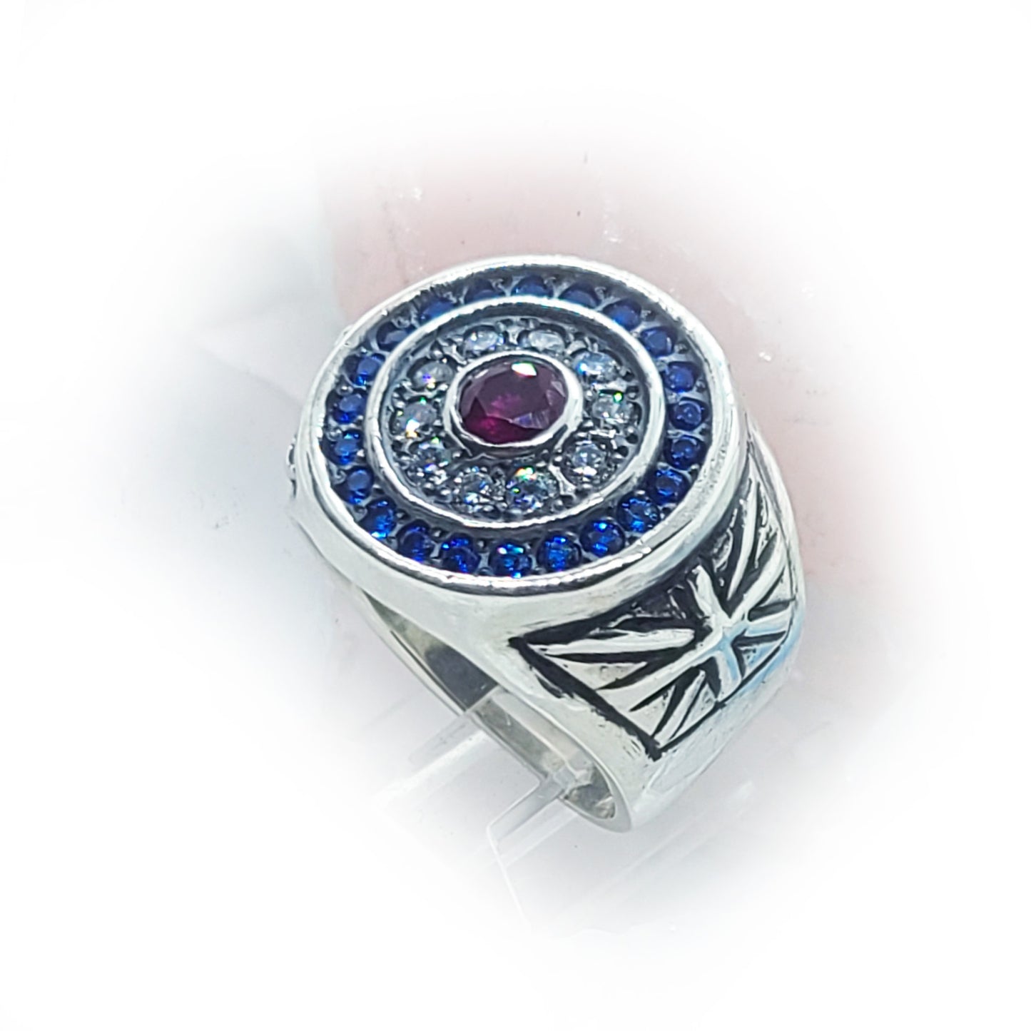 Target MOD Sterling Silver Ring with Three Color Stones