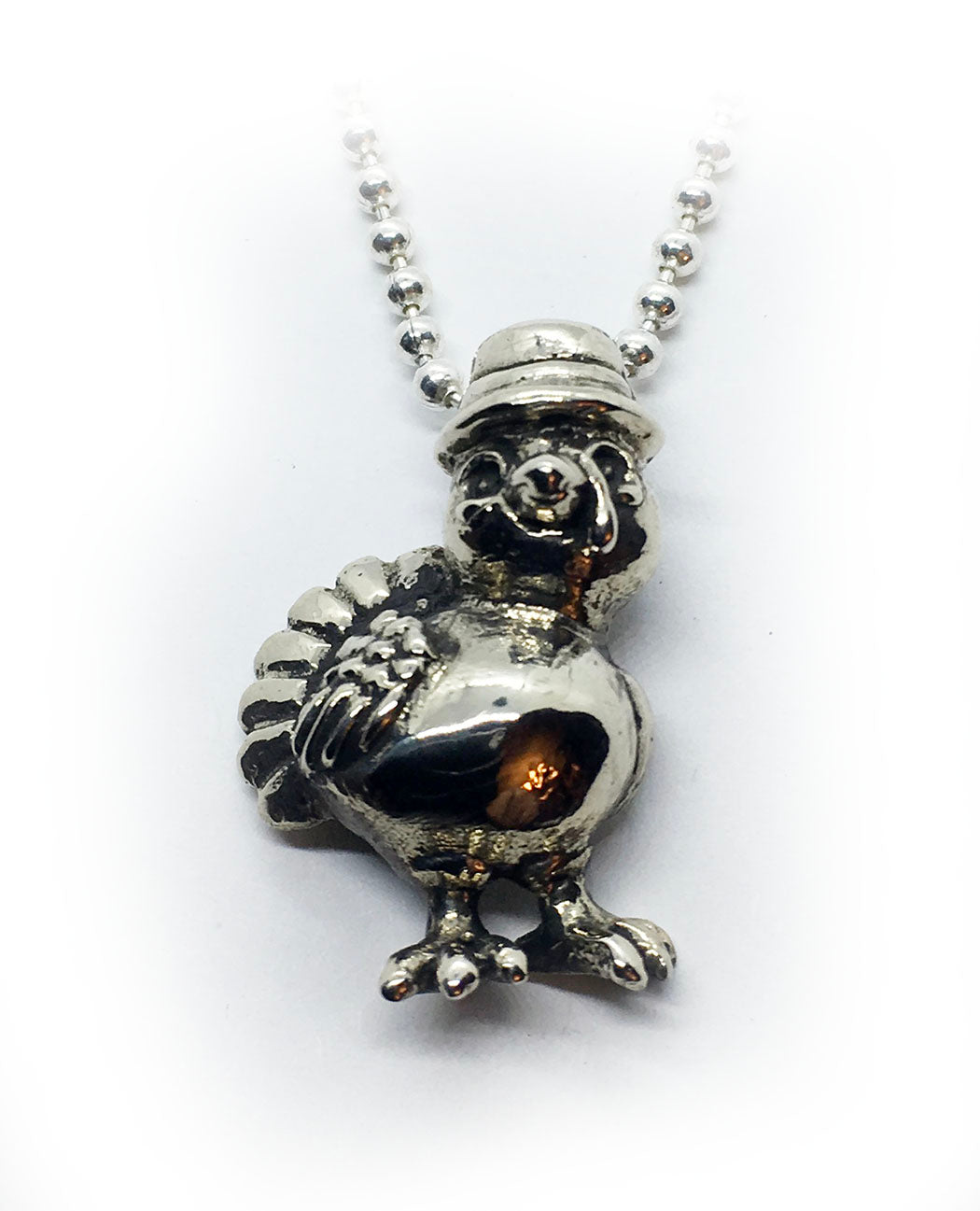 Thanksgiving Baby Turkey Silver Pendant