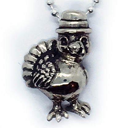 Thanksgiving Baby Turkey Silver Pendant