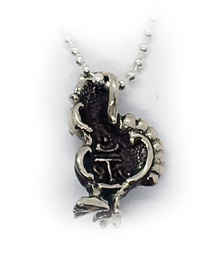 Thanksgiving Baby Turkey Silver Pendant