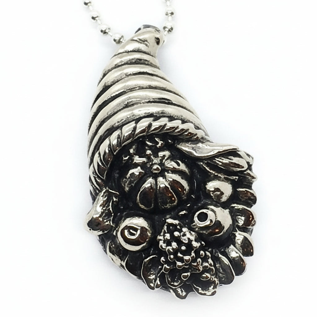 Thanksgiving Cornucopia Sterling Silver Pendant