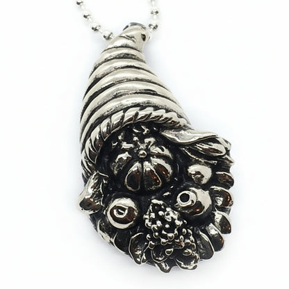 Thanksgiving Cornucopia Sterling Silver Pendant
