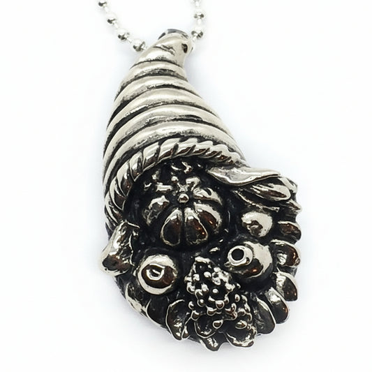 Thanksgiving Cornucopia Sterling Silver Pendant