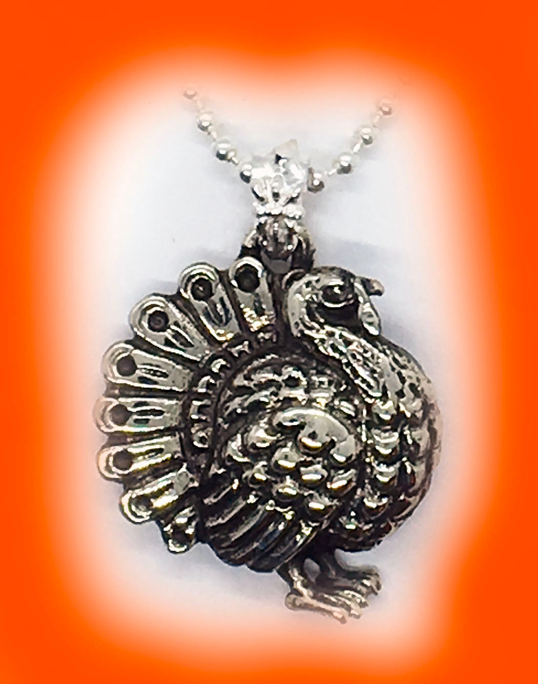 Thanksgiving Turkey Sterling Silver Pendant