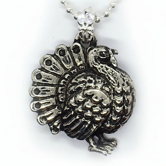 Thanksgiving Turkey Sterling Silver Pendant