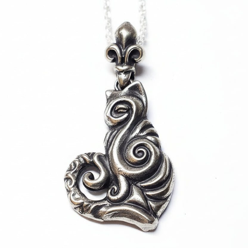The Tribal Cat sterling Silver Pendant