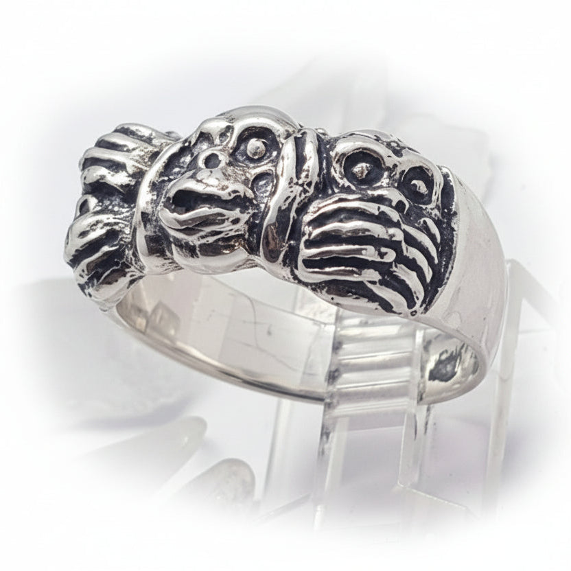 Three Wise Monkeys Silver Ring