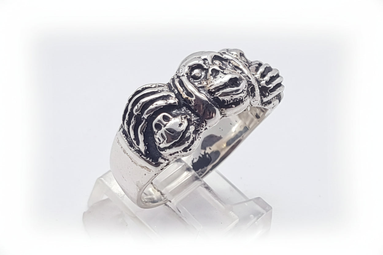 Three Wise Monkeys Silver Ring
