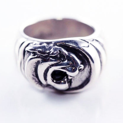 Tiger Head Sterling Silver Ring