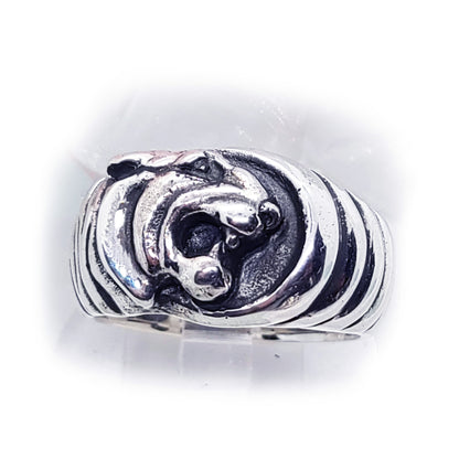 Tiger Head Sterling Silver Ring