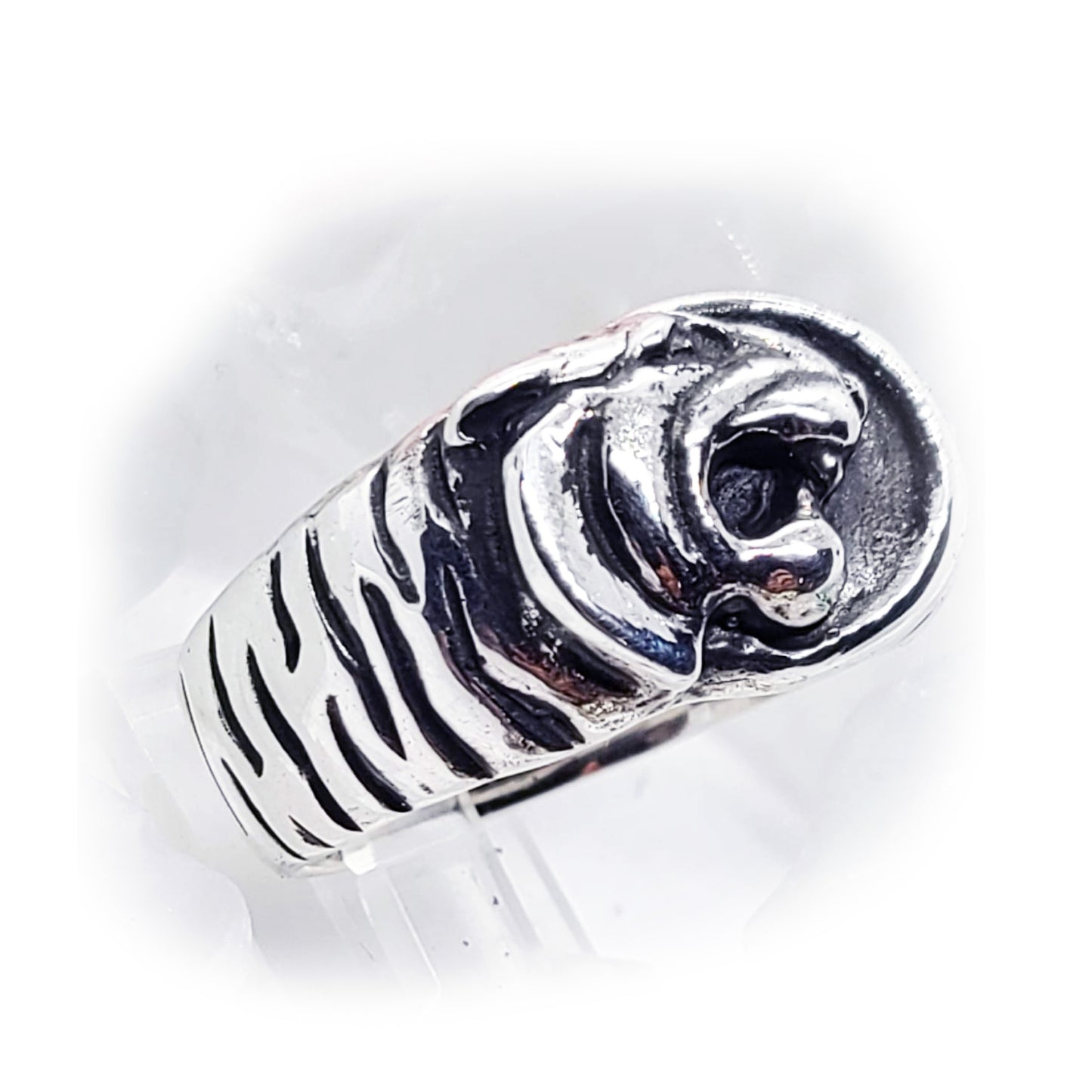 Tiger Head Sterling Silver Ring