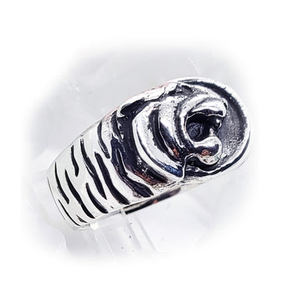 Tiger Head Sterling Silver Ring