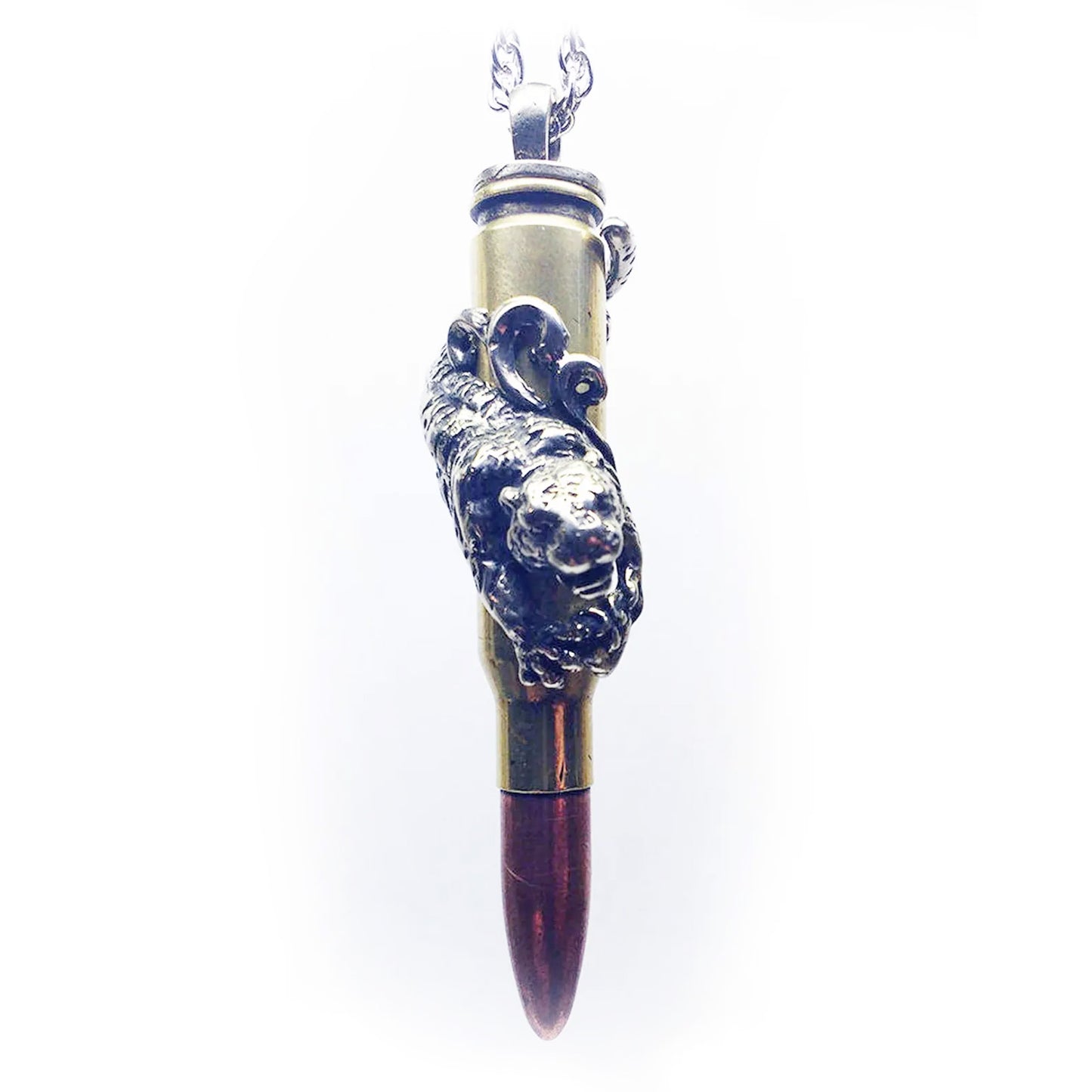 Tiger Year Zodiac Love Bullet Sterling Silver Pendant