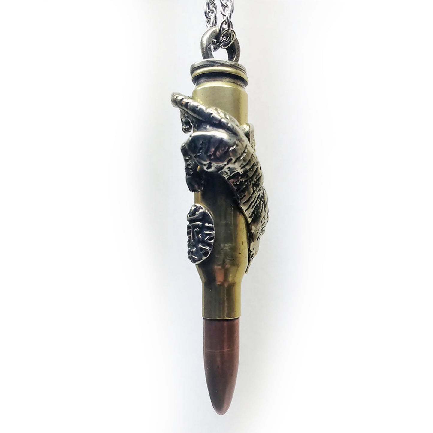 Tiger Year Zodiac Love Bullet Sterling Silver Pendant