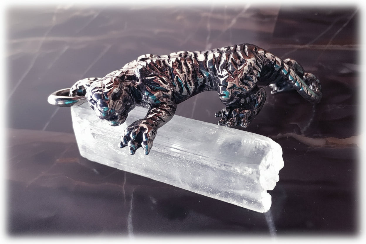 Tiger climbing Sterling Silver Pendant