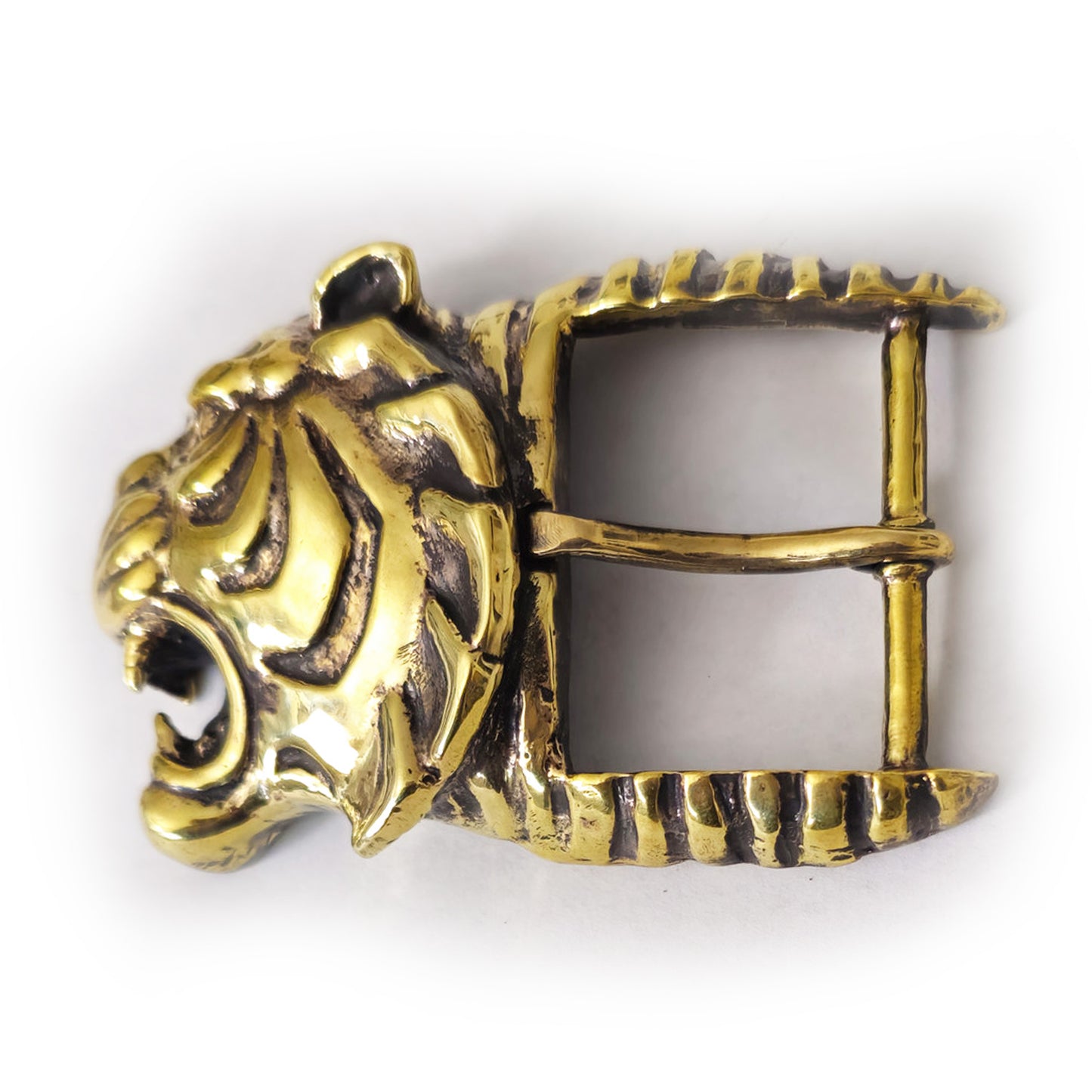 Tiger Angry Head Brass Belt Buckle