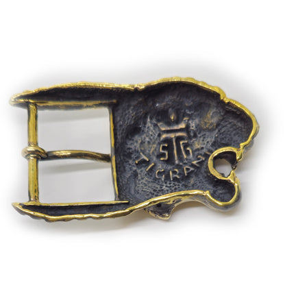Tiger Angry Head Brass Belt Buckle