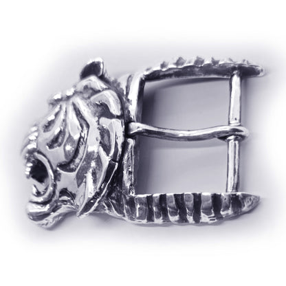 Tiger Angry Head Sterling Silver Belt Buckle