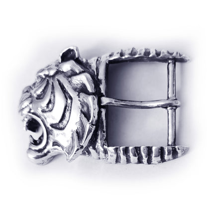 Tiger Angry Head Sterling Silver Belt Buckle