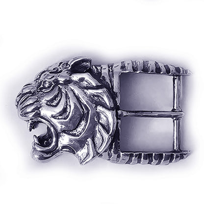 Tiger Angry Head Sterling Silver Belt Buckle
