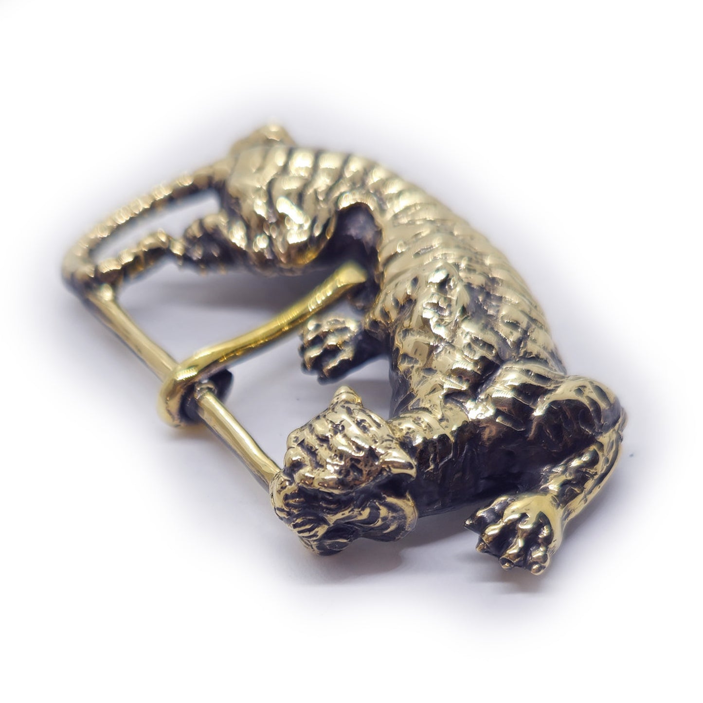 Tiger Hunting Brass belt Buckle