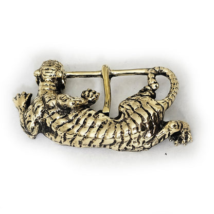 Tiger Hunting Brass belt Buckle