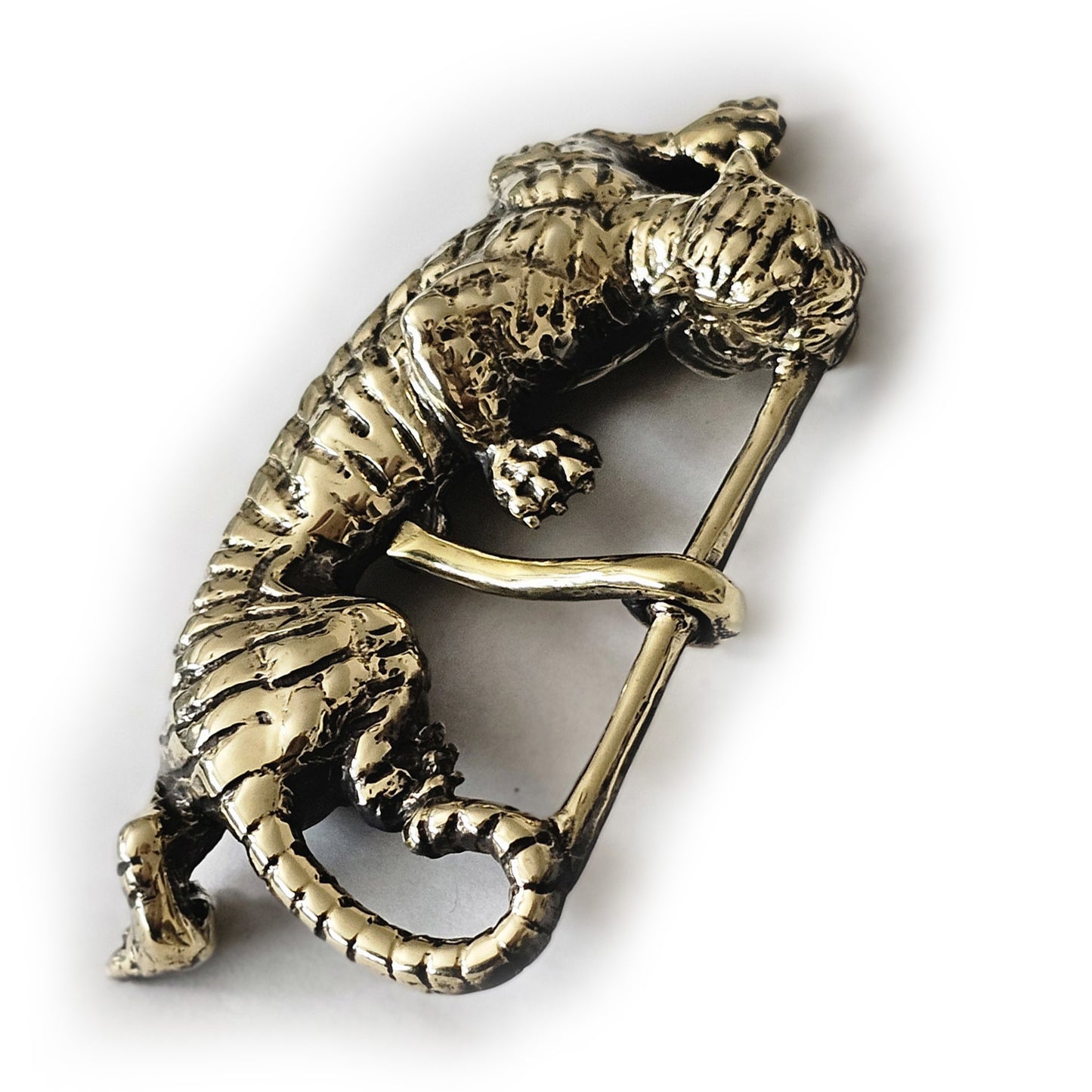 Tiger Hunting Brass belt Buckle