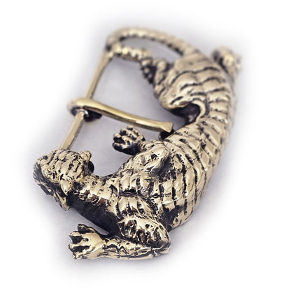 Tiger Hunting Brass belt Buckle
