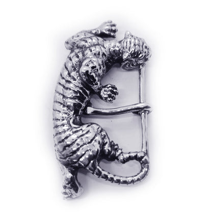 Tiger Hunting Sterling Silver Belt Buckle