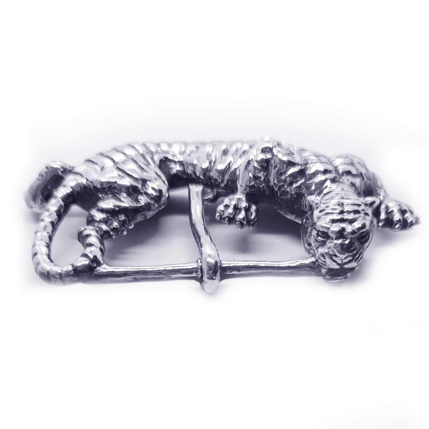 Tiger Hunting Sterling Silver Belt Buckle