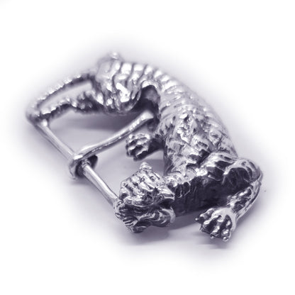 Tiger Hunting Sterling Silver Belt Buckle