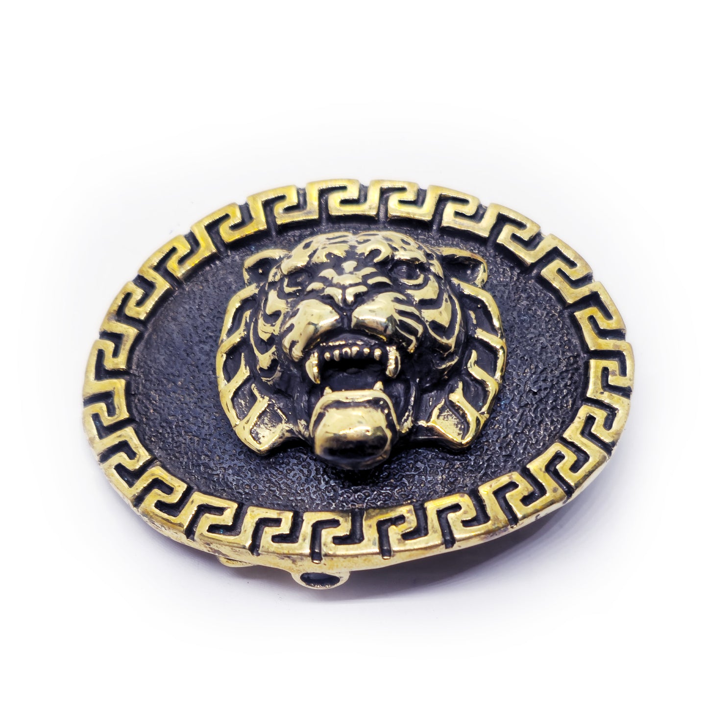 Tiger with Ancient Classic Design Oval Shape Brass Belt Buckle