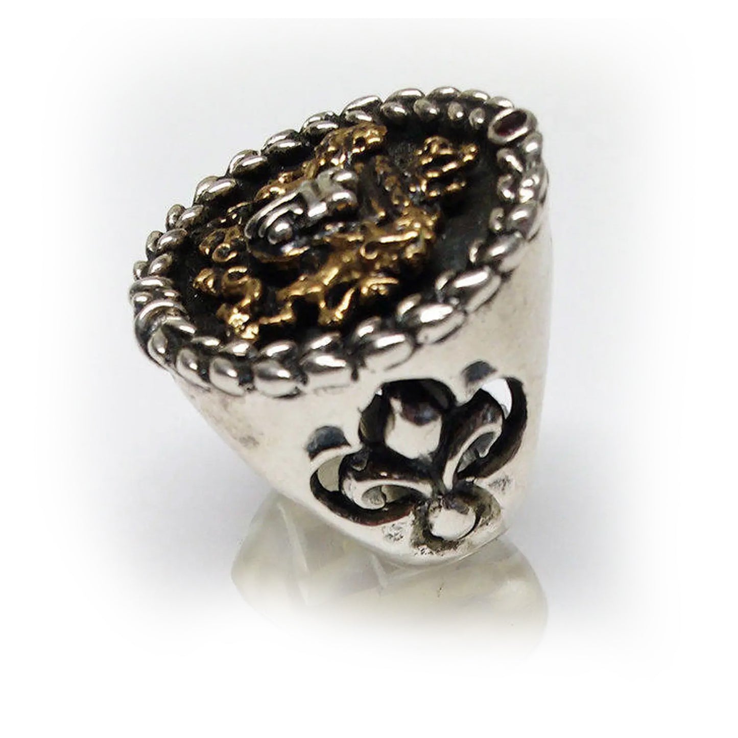 TIGRANI HERALDRY logo Sterling Silver Ring with Ruby