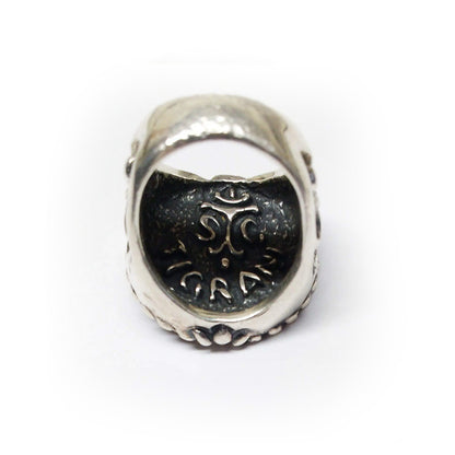 TIGRANI HERALDRY logo Sterling Silver Ring with Ruby