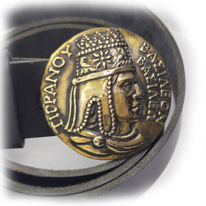 Tigran Kings of King Vasileon Vasilen Armenian Brass Belt Buckle with Genuine leather 1.5-inch Belt