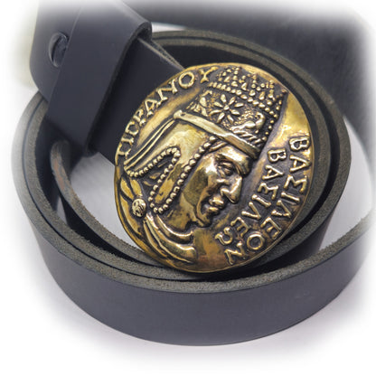 Tigran Kings of King Vasileon Vasilen Armenian Brass Belt Buckle with Genuine leather 1.5-inch Belt