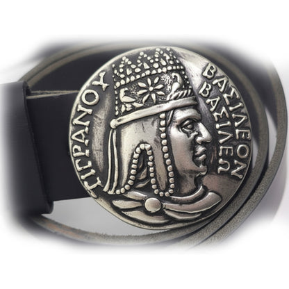 Tigran Kings of King Vasileon Vasilen Armenian Silver Belt Buckle with Genuine leather 1.5-inch Belt