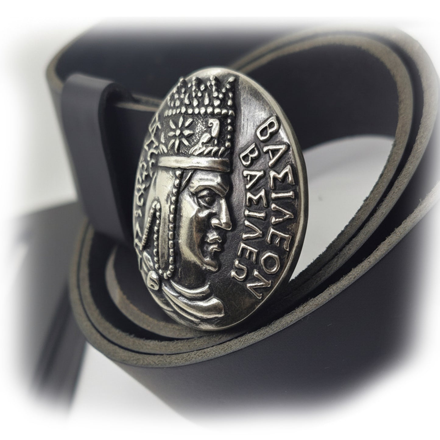 Tigran Kings of King Vasileon Vasilen Armenian Silver Belt Buckle with Genuine leather 1.5-inch Belt