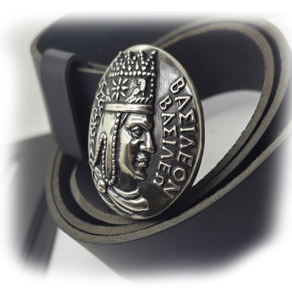 Tigran Kings of King Vasileon Vasilen Armenian Silver Belt Buckle with Genuine leather 1.5-inch Belt