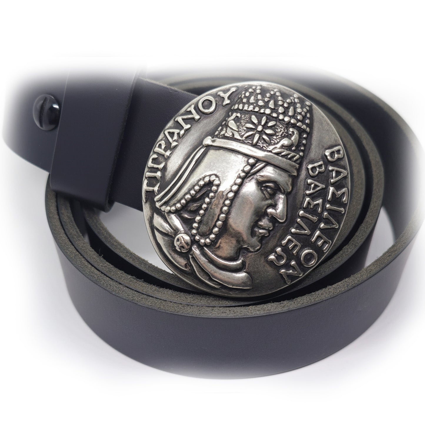 Tigran Kings of King Vasileon Vasilen Armenian Silver Belt Buckle with Genuine leather 1.5-inch Belt