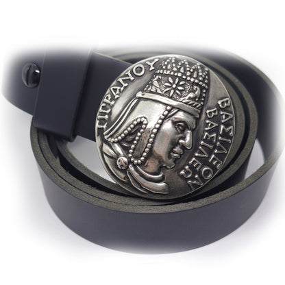 Tigran Kings of King Vasileon Vasilen Armenian Silver Belt Buckle with Genuine leather 1.5-inch Belt