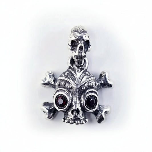 Toxic Skull Sterling Silver Pendant with Black Onyx