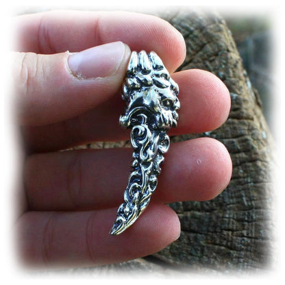 Tribal Lion Sterling Silver Tooth Pendant