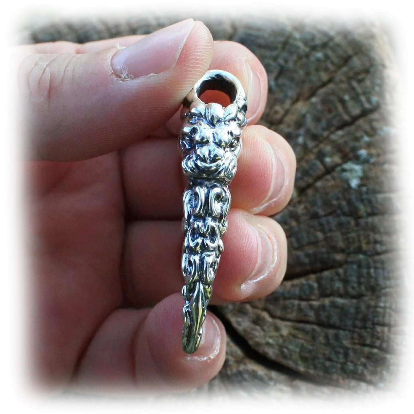 Tribal Lion Sterling Silver Tooth Pendant