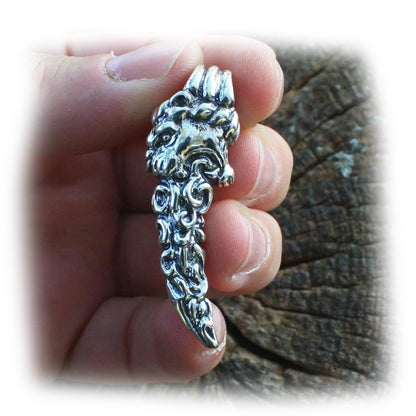 Tribal Lion Sterling Silver Tooth Pendant
