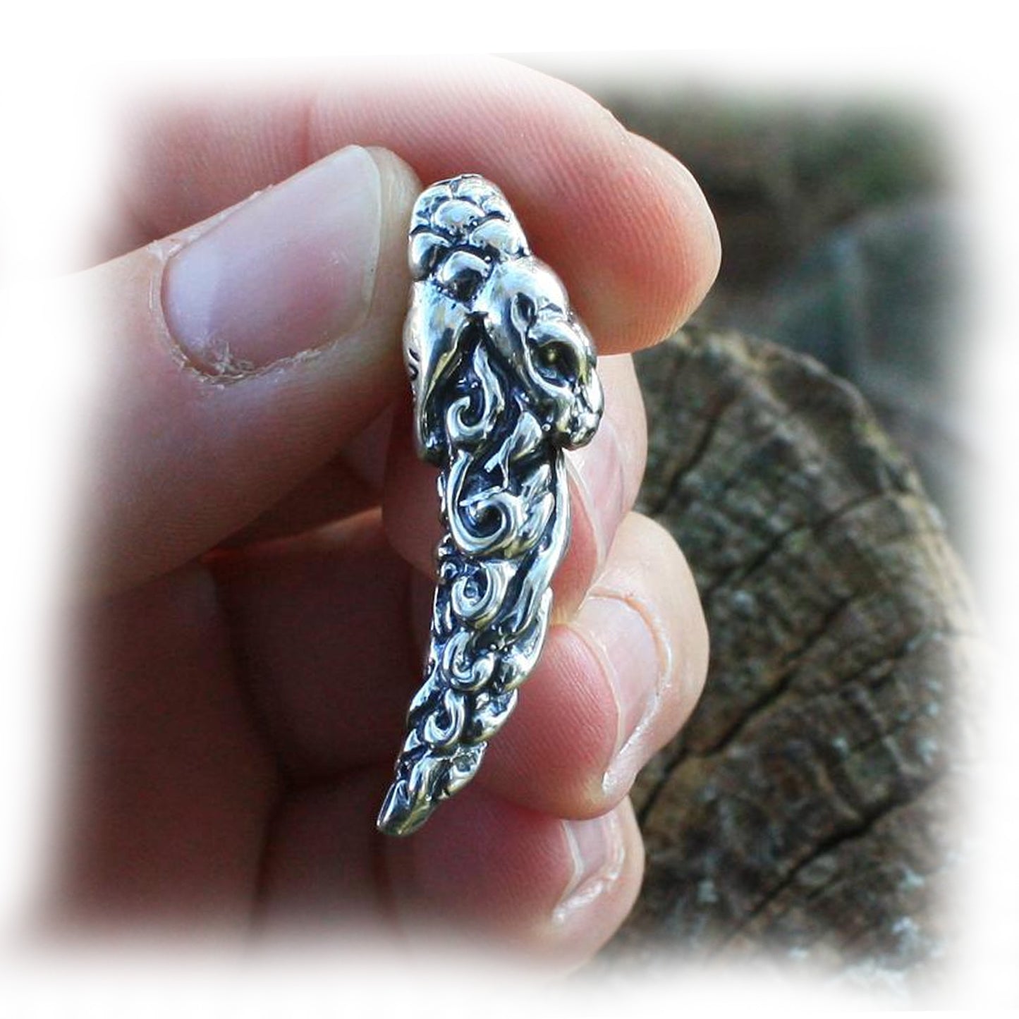 Tribal Python Snake Tooth Sterling Silver Pendant