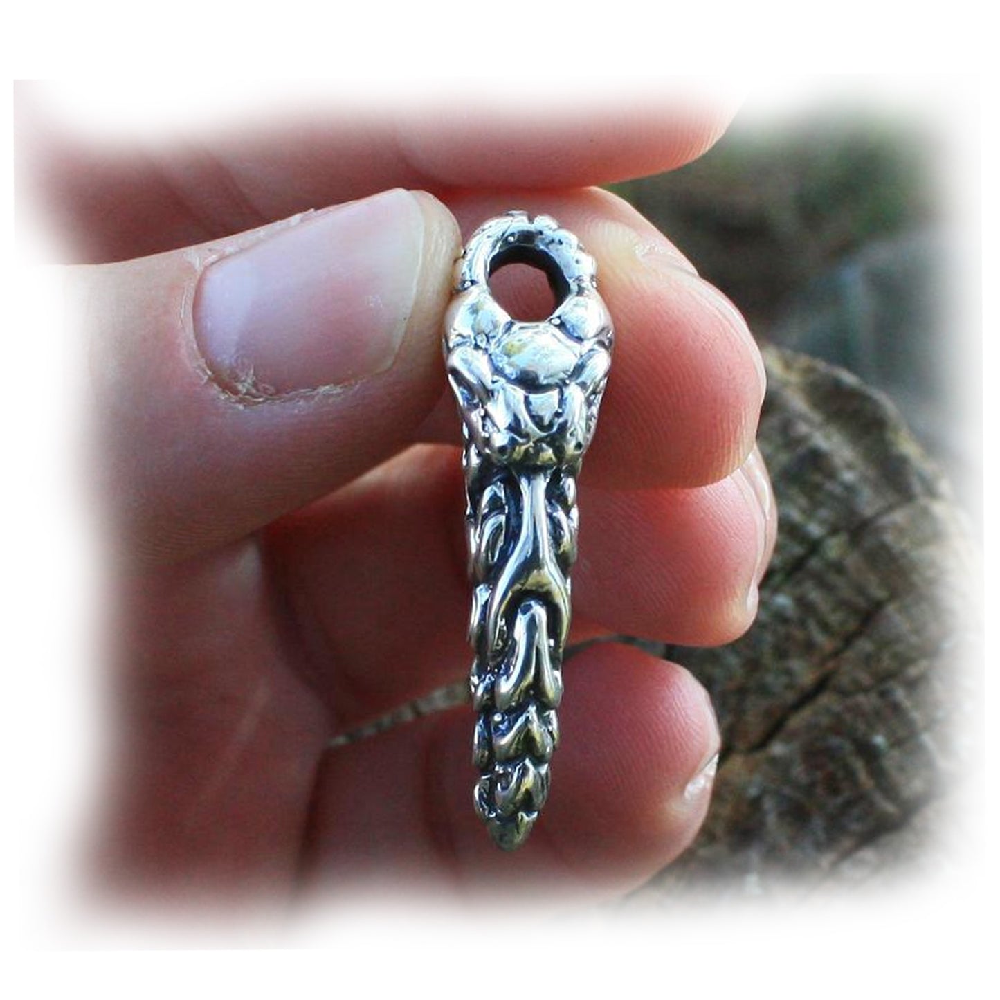 Tribal Python Snake Tooth Sterling Silver Pendant