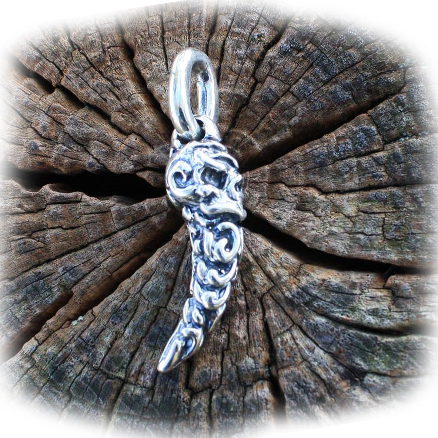 Tribal Skull Tooth Sterling Silver Pendant