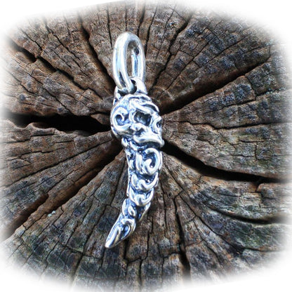 Tribal Skull Tooth Sterling Silver Pendant