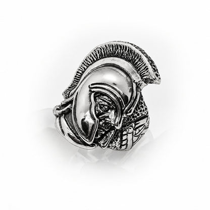 Trojan Warfarer Helmet of Achilles Sterling Silver Ring V2 By Tigrani
